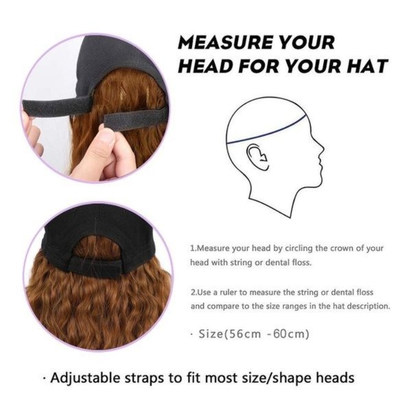 Baseball Cap Hat Wig Short Wavy Bob - Picture 2 of 2